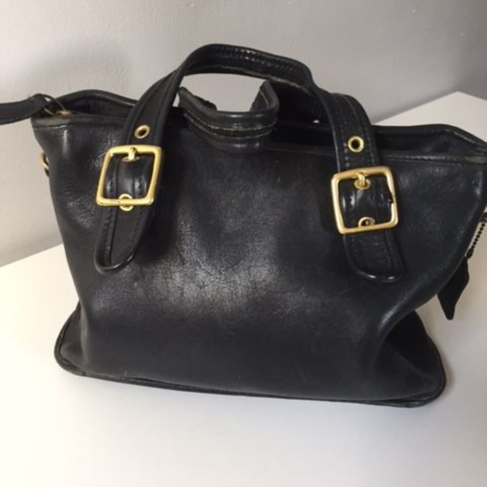 Black Coach purse with gold hardware